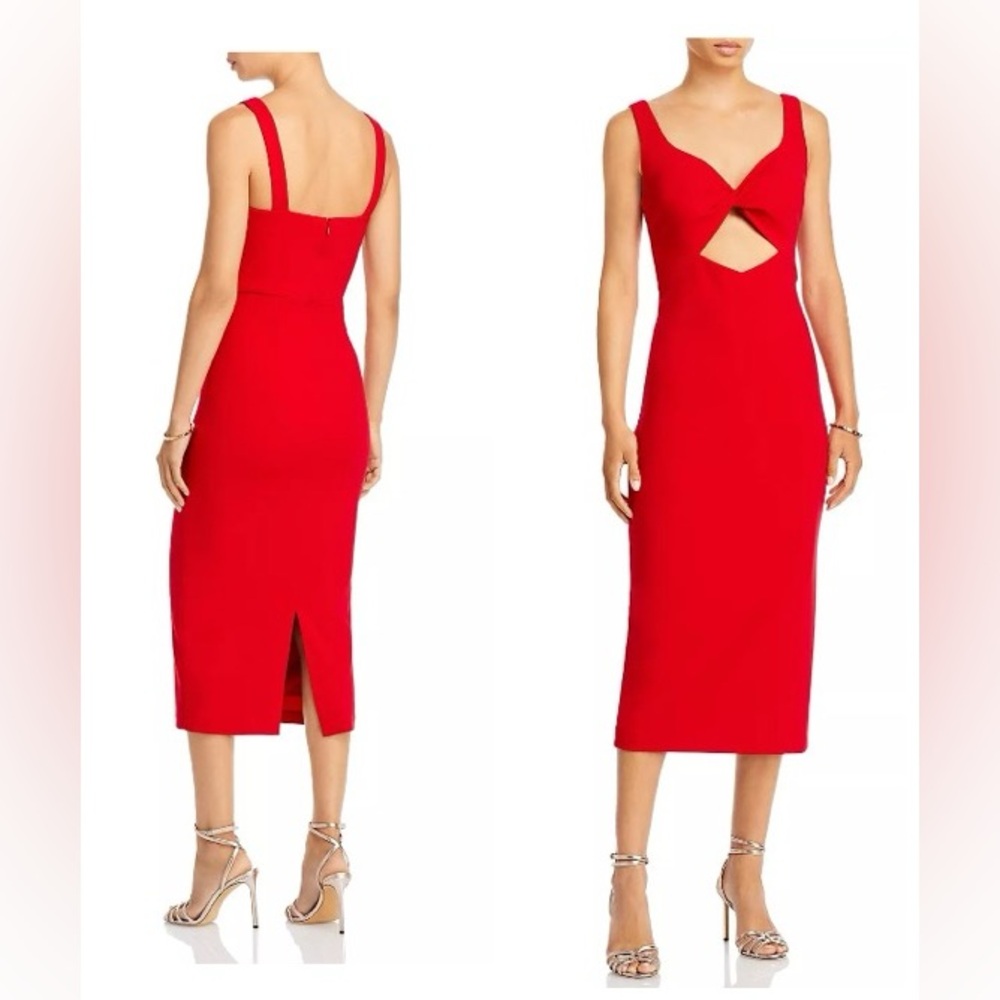 Aqua formal Red coktail midi dress. Size 8